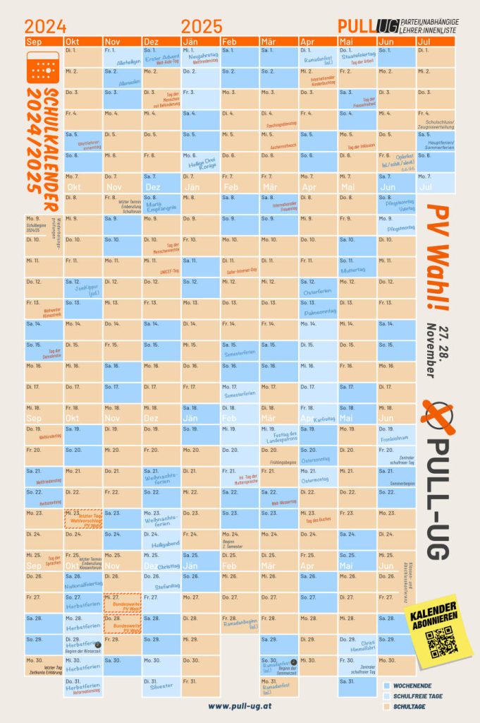 Kalender Schuljahr 2024-25